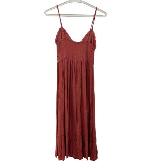 Anthropologie Boho Crochet Panel Spaghetti Strap Dress Womens Size M Rust Red - Picture 3 of 6
